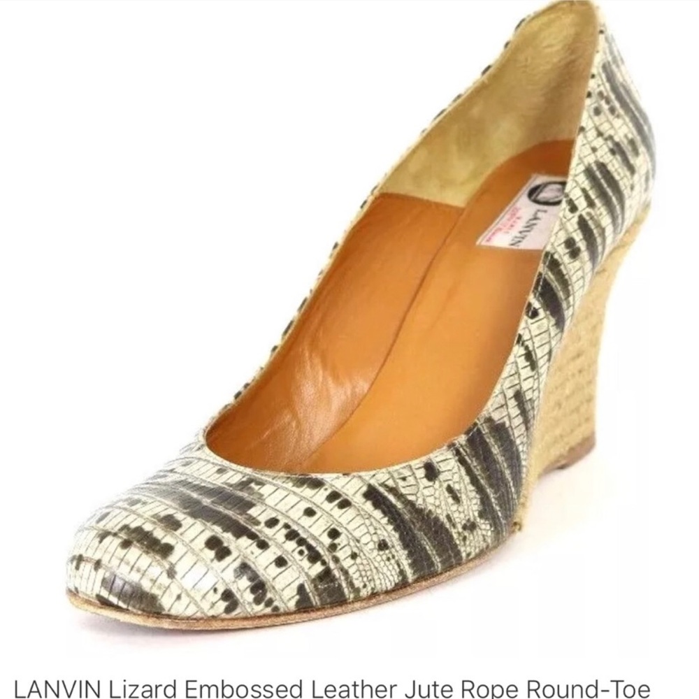 Lanvin wedge animal print leather embossed